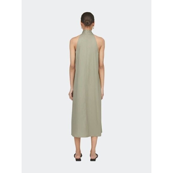 Anine Bing Cosette Twist Neck Halter Dress Shift Green Khaki Cotton Women Medium - Picture 10 of 10